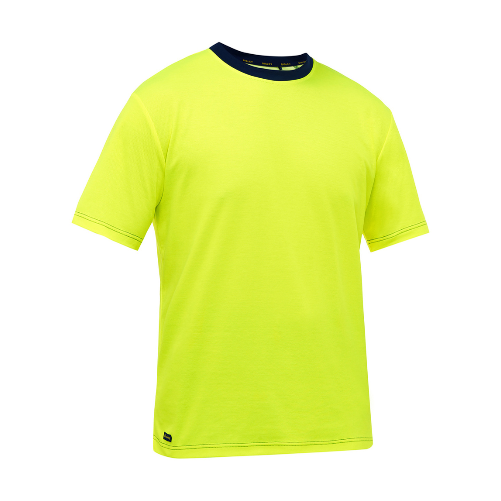 Bisley 310M1118 - Safety Green Hi-Viz Short Sleeve Shirt | Front View 