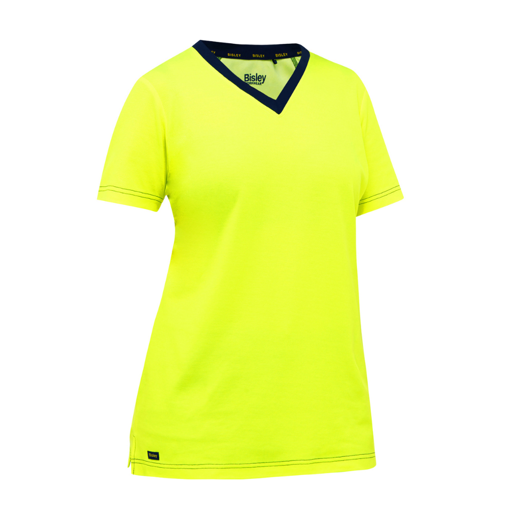 Bisley 310W1118 - Safety Green Hi-Viz Short Sleeve Shirt | Front View 