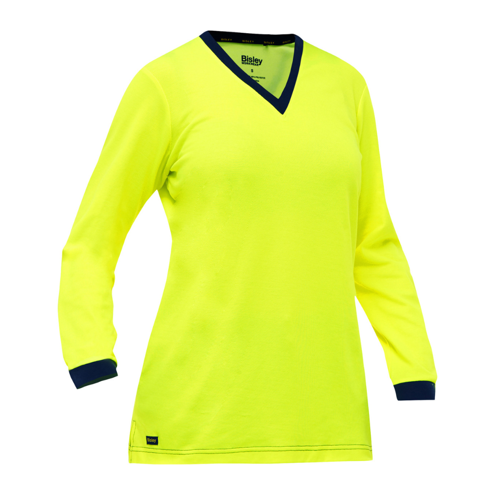 Bisley 310W6118-Y - Safety Green Hi-Viz Women's Shirt | Front View 