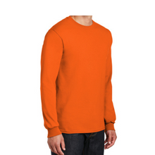 Load image into Gallery viewer, Gildan 8400 - Safety Orange Hi-Viz Long Sleeve Shirt | Front Right View 
