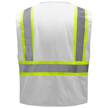 Load image into Gallery viewer, GSS 3140 - White Enhanced Visibility Safety Vest | Back View
