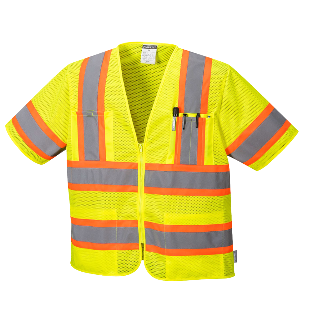 Portwest US383YER - Safety Green ANSI Class 3 Safety Vest | Front View 