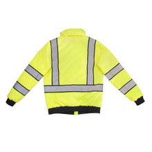 Load image into Gallery viewer, Radians SJ930-3 – Safety Green Hi-Viz Bomber Jacket | Back Flat
