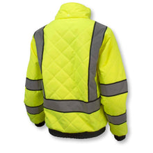 Load image into Gallery viewer, Radians SJ930-3 – Safety Green Hi-Viz Bomber Jacket | Back Right View
