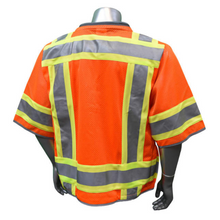 Load image into Gallery viewer, Radians SV55-3ZGD - Safety Orange Surveyor Safety Vest | Back Left View
