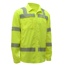 Load image into Gallery viewer, GSS 7505 - Safety Green Hi-Viz Button Down Shirts | Front Right View
