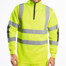 Load image into Gallery viewer, Portwest B308YER - Safety Green ANSI Class 3 Sweatshirt | Zipper View
