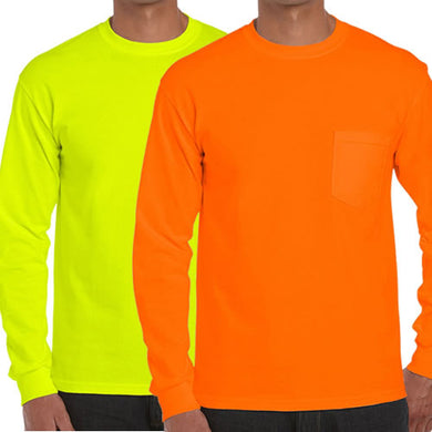 Gildan 2410, High Visibility Pocket Long Sleeve T-Shirt