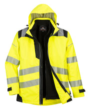 Load image into Gallery viewer, Portwest PW365YBR - Safety Green Hi-Viz Parka | Front View 2
