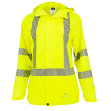 Load image into Gallery viewer, Radians RW12L – Safety Green Hi-Viz Rain Jackets | Front View 
