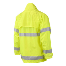 Load image into Gallery viewer, Radians RW25-3ZGV - Safety Green Hi-Viz Rain Jacket | Back Right View
