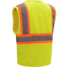 Load image into Gallery viewer, GSS 1007 – Safety Green ANSI Class 2 Safety Vest | Back Left View    
