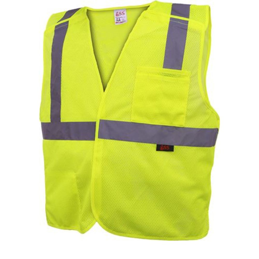 GSS 1801 – Safety Green Breakaway Safety Vest | Front Left View 