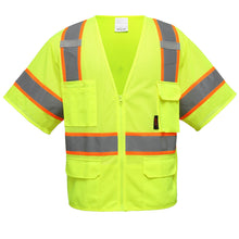 Load image into Gallery viewer, GSS 2503 - Safety Green ANSI Class 3 Safety Vest | Front View
