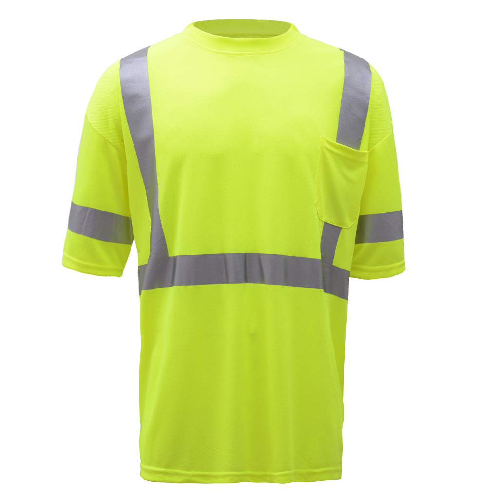 GSS 5007 - Safety Green Hi-Viz Short Sleeve Shirt | Front View