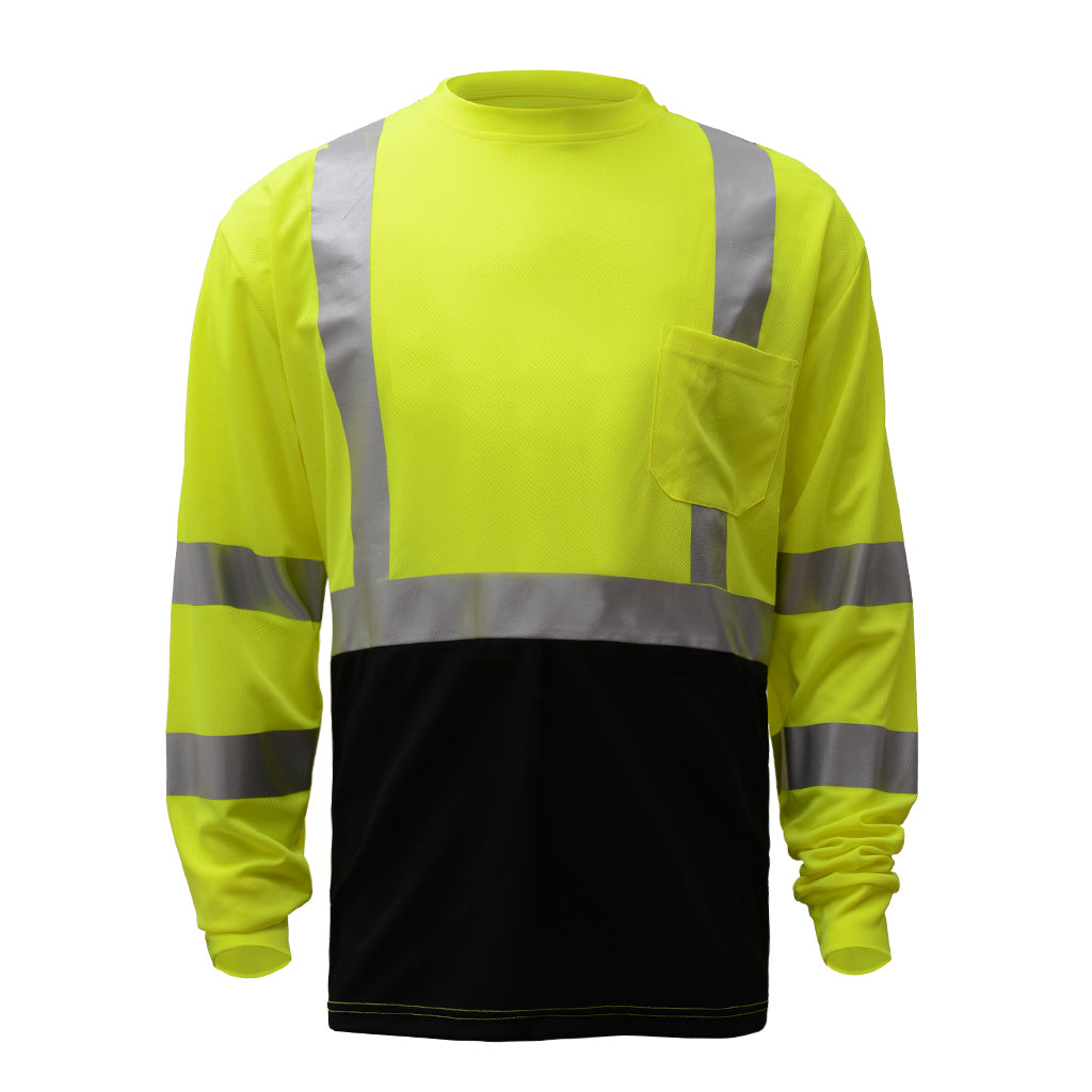 GSS 5113 - Safety Green Hi-Viz Long Sleeve Shirt | Front View