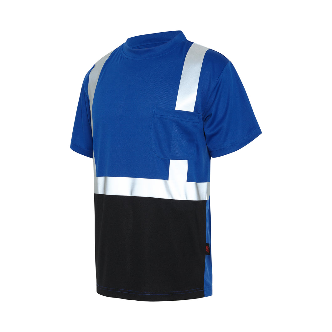 GSS 5123 - Blue Hi-Viz Short Sleeve Shirt | Front Left View