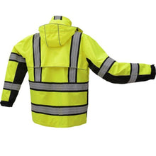 Load image into Gallery viewer, GSS 6501 – Safety Green Hi-Viz Rain Jacket | Back Right View    
