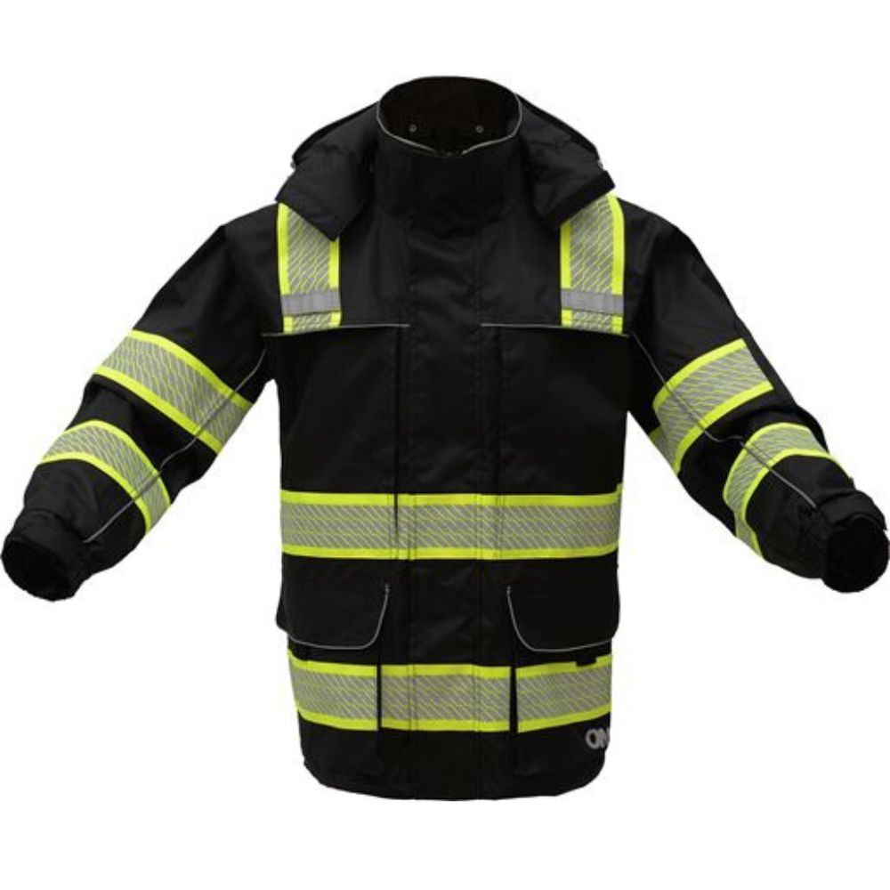 GSS 6503 – Black Hi-Viz Rain Jacket | Front View 