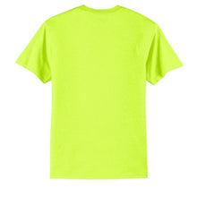 Load image into Gallery viewer, Port &amp; Company PC55 – Safety Green Hi-Viz Short Sleeve Shirt | Back View 
