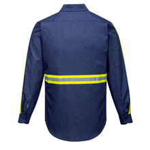 Load image into Gallery viewer, Portwest F125 – Navy Hi-Viz Button Down Shirt | Back View 
