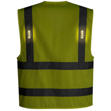 Load image into Gallery viewer, Portwest L470 - Safety Green ANSI Class 2 Safety Vests  With LED Light Back View
