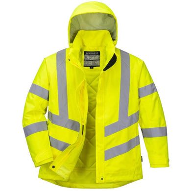 Portwest LW74 - Safety Green Hi-Viz Parkas  Front View