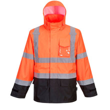 Load image into Gallery viewer, Portwest US366 – Safety Orange High Visibility Rain Jacket | Front View 
