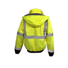 Load image into Gallery viewer, Radians SJ11QB-3ZGS - Safety Green Hi-Viz Bomber Jacket | Back View
