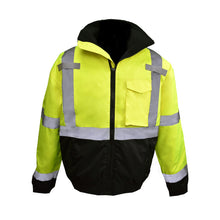 Load image into Gallery viewer, Radians SJ11QB-3ZGS - Safety Green Hi-Viz Bomber Jacket | Front View
