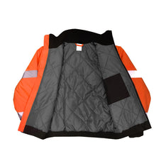 Load image into Gallery viewer, Radians SJ11QB-3ZOS - Safety Orange Hi-Viz Bomber Jacket | Inside View
