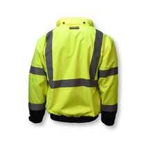 Load image into Gallery viewer, Radians SJ210B-3ZGS - Safety Green Hi-Viz Bomber Jacket | Back View
