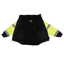 Load image into Gallery viewer, Radians SJ210B-3ZGS - Safety Green Hi-Viz Bomber Jacket | Inside View Fleece
