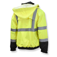 Load image into Gallery viewer, Radians SJ320-3ZGS - Safety Green Hi-Viz Bomber Jacket | Back Right View
