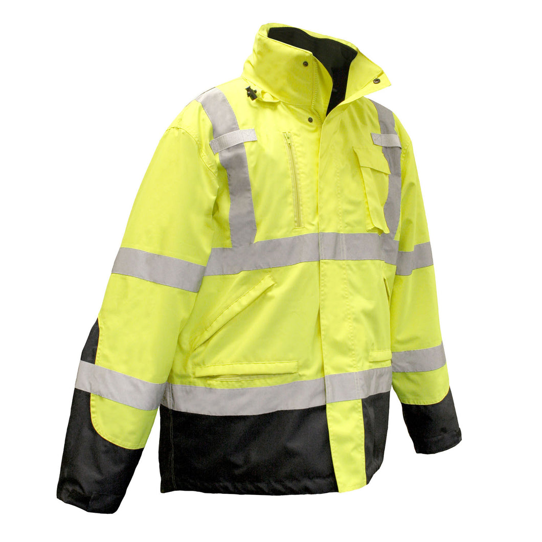 Radians SJ410B-3ZGS - Safety Green Hi-Viz Parka | Front Right View