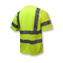 Load image into Gallery viewer, Radians ST11-3PGS - Safety Green Hi-Viz Short Sleeve Shirt | Back Right View
