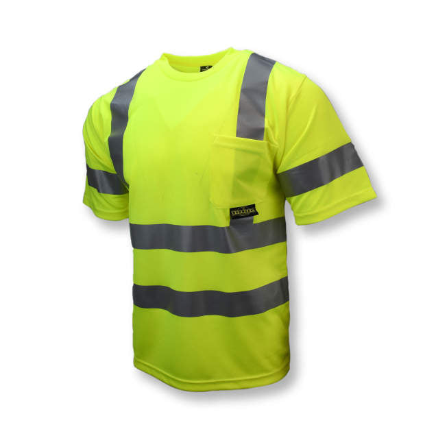 Radians ST11-3PGS - Safety Green Hi-Viz Short Sleeve Shirt | Front Left View