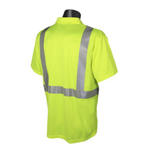 Load image into Gallery viewer, Radians ST12-2PGS - Safety Green Hi-Viz Polo Shirt | Back Right View
