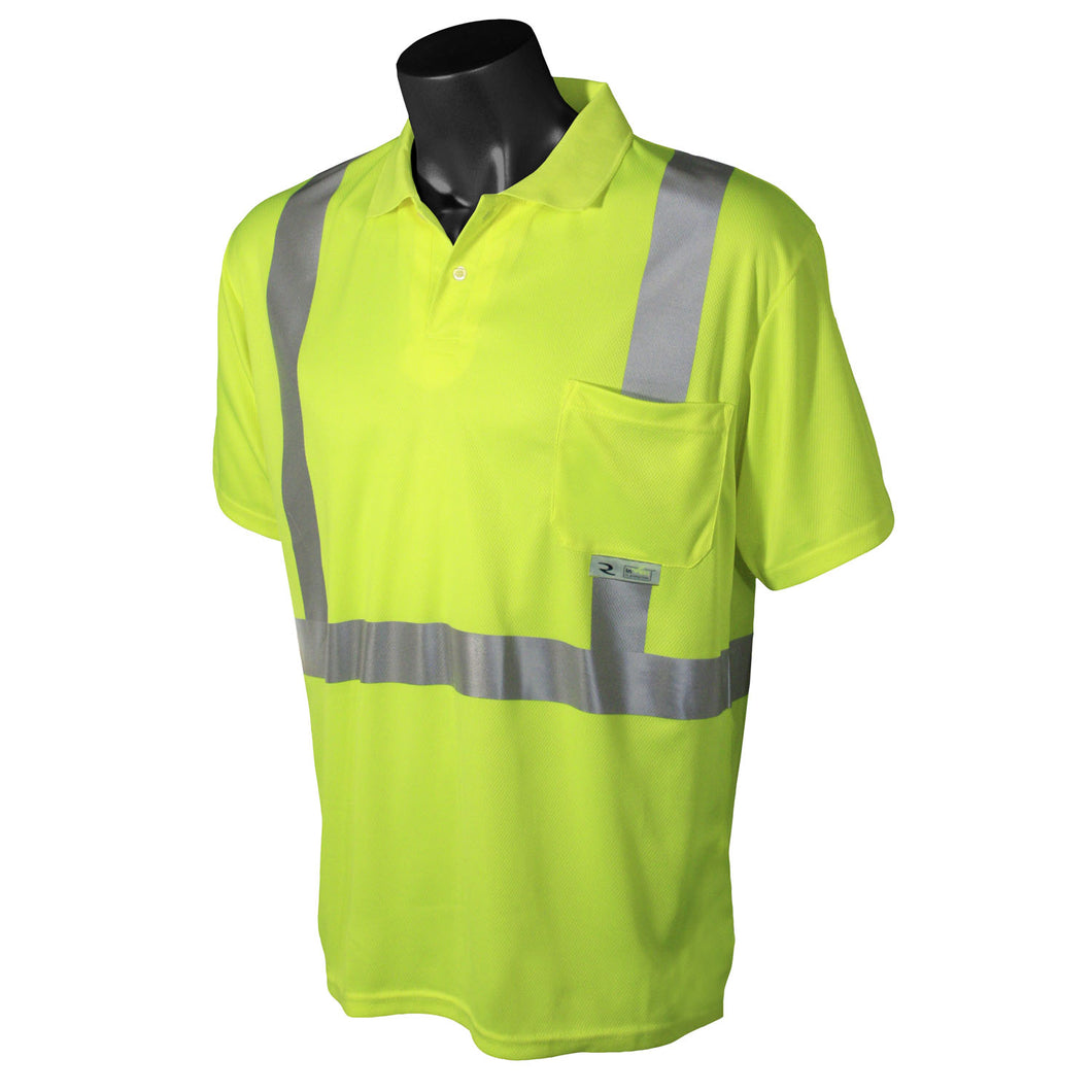 Radians ST12-2PGS - Safety Green Hi-Viz Polo Shirt | Front Left View